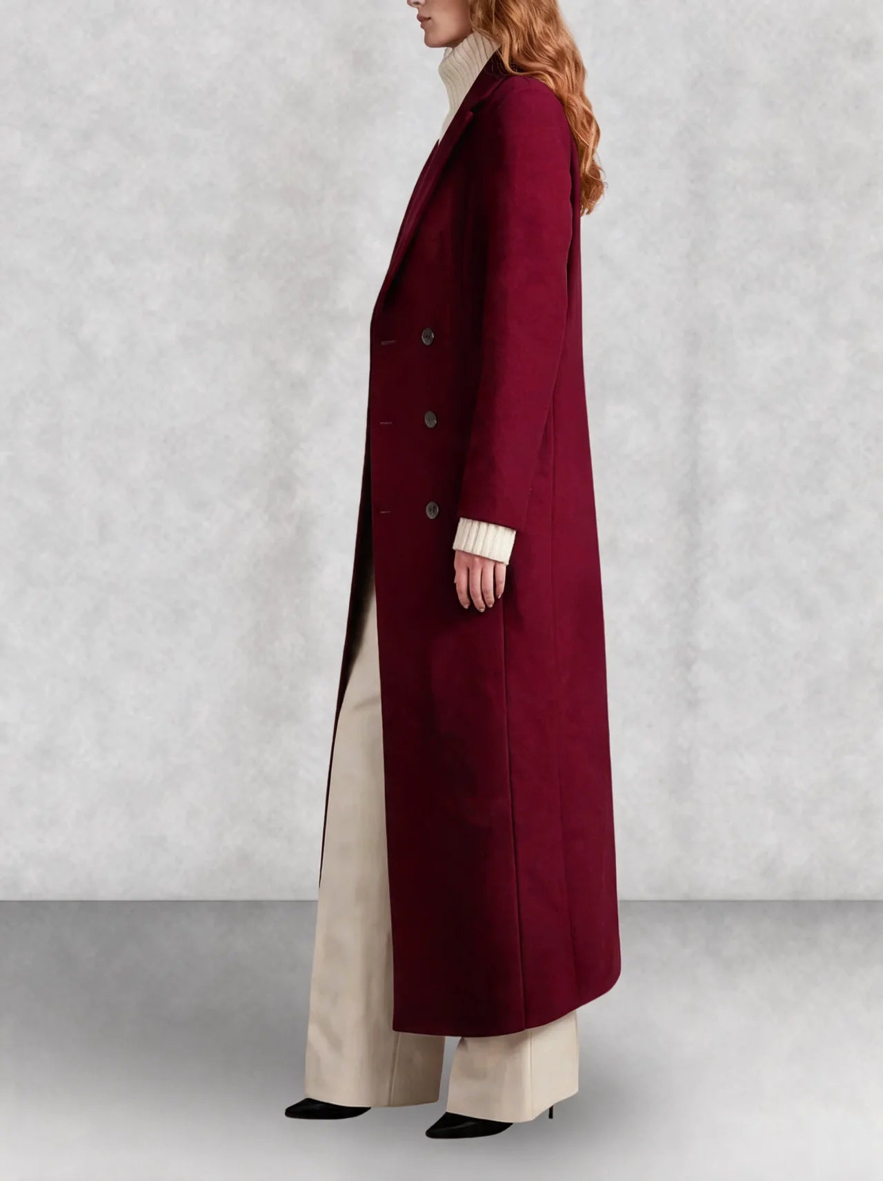 Longline Double-Breasted Wool Coat