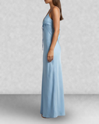 Satin Slip Tie Front Maxi Dress