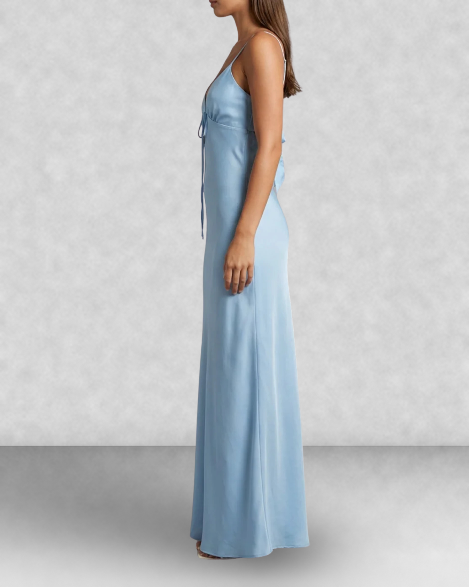 Satin Slip Tie Front Maxi Dress
