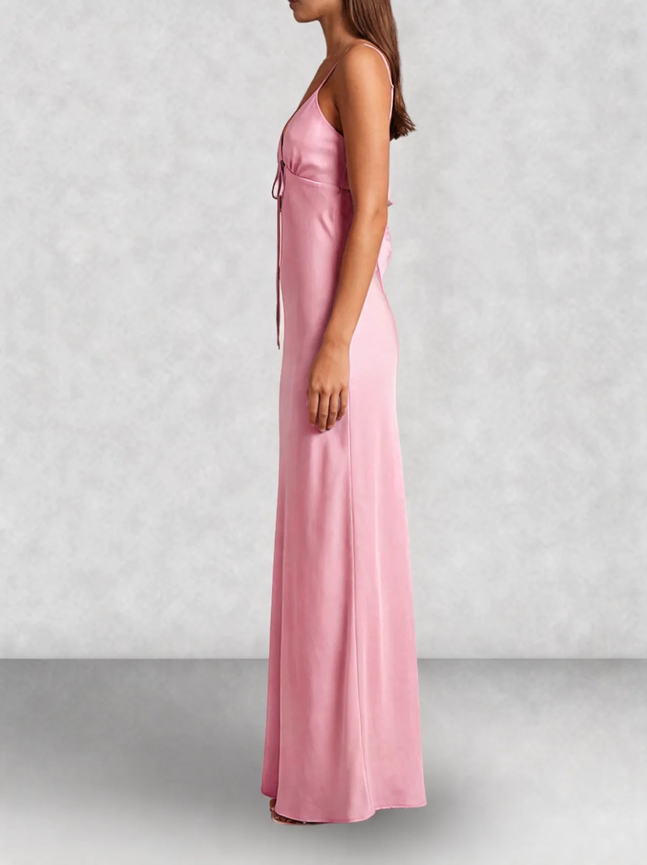 Satin Slip Tie Front Maxi Dress