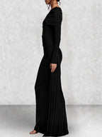 Off Shoulder Long Sleeve Draped Maxi Dress