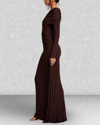 Off Shoulder Long Sleeve Draped Maxi Dress
