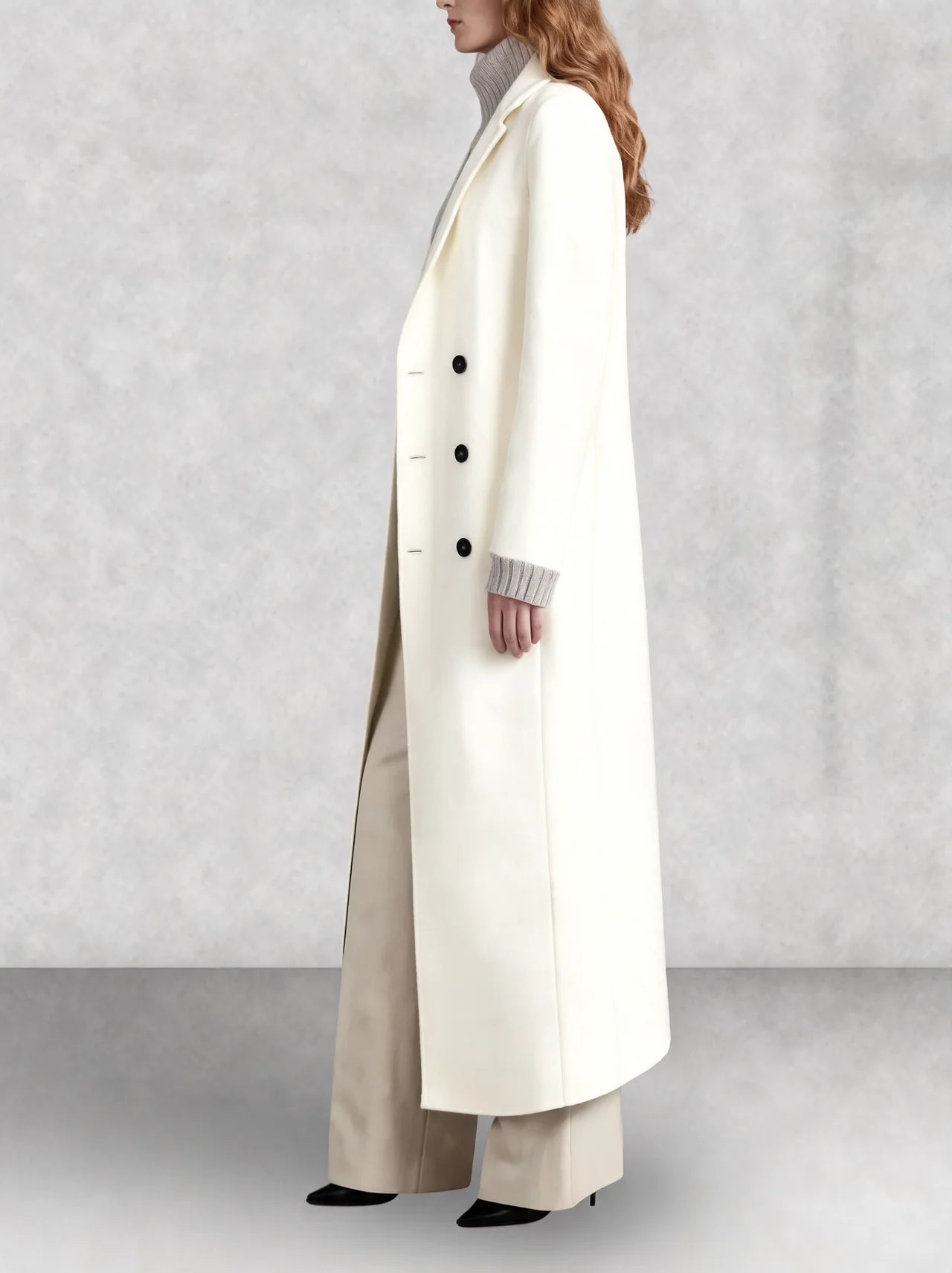 Longline Double-Breasted Wool Coat