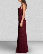 Floral Cowl Neck Lace Up Back Maxi Dress