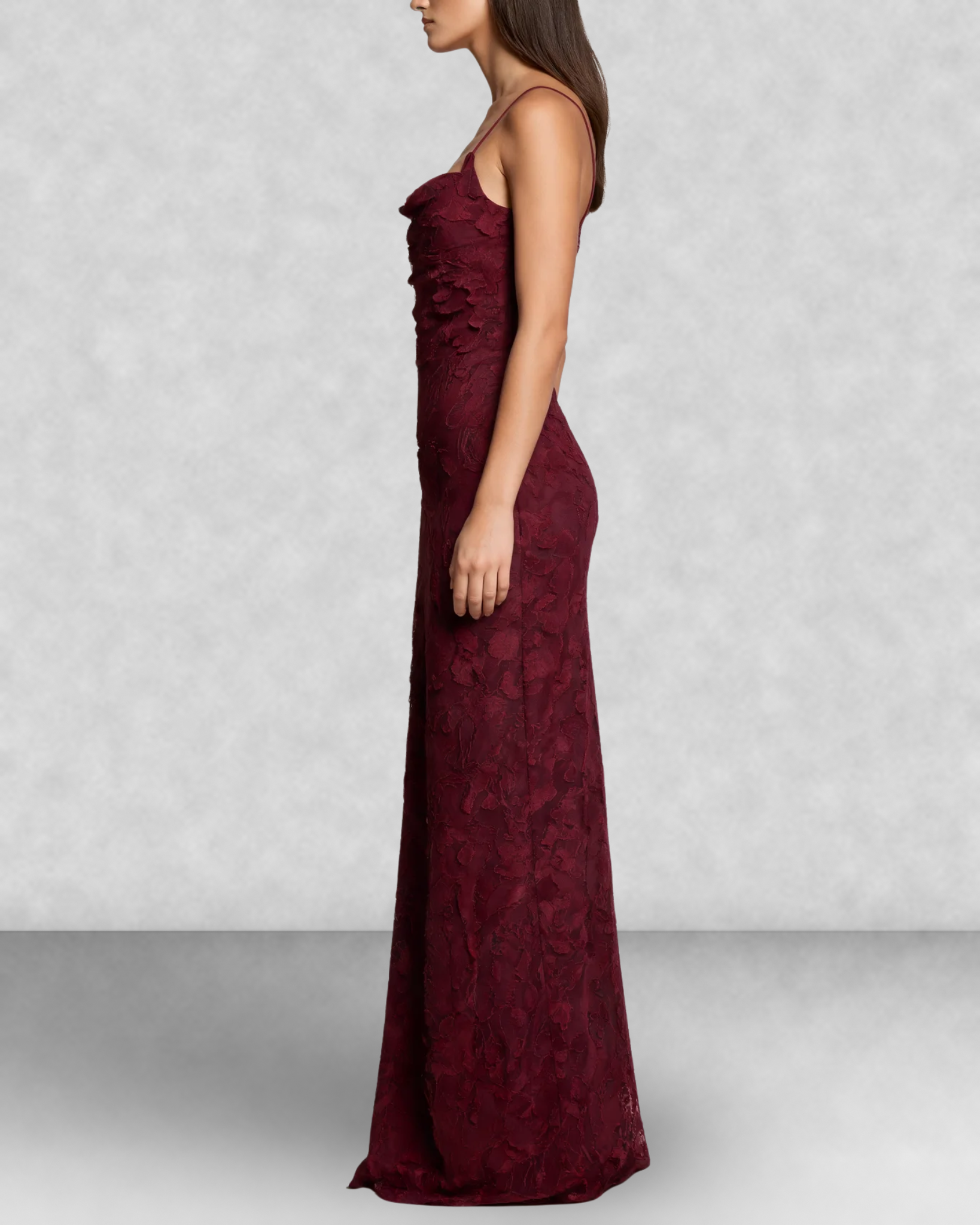 Floral Cowl Neck Lace Up Back Maxi Dress
