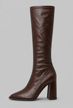 Pointed Toe Knee-High Boots with Block Heel
