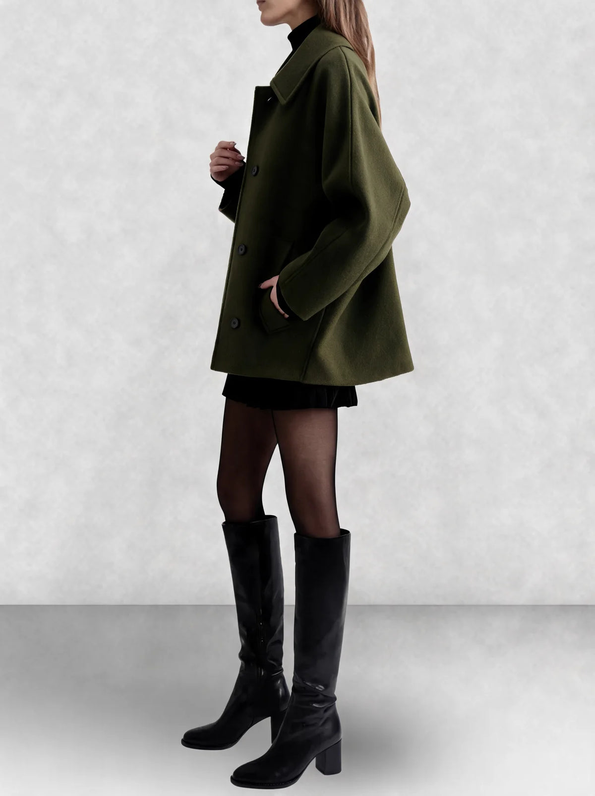 Oversized Cape Sleeve Wool Coat