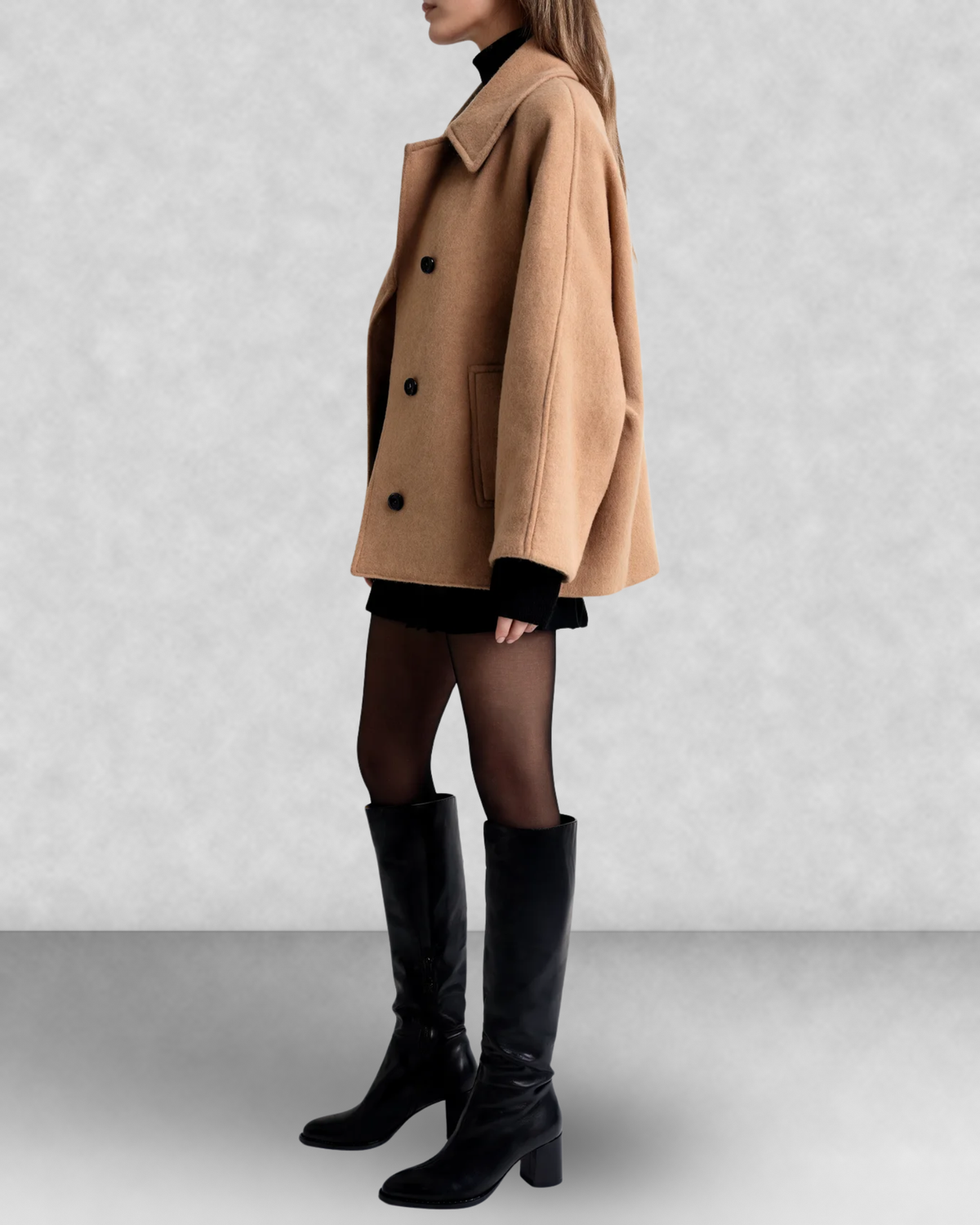 Oversized Cape Sleeve Wool Coat