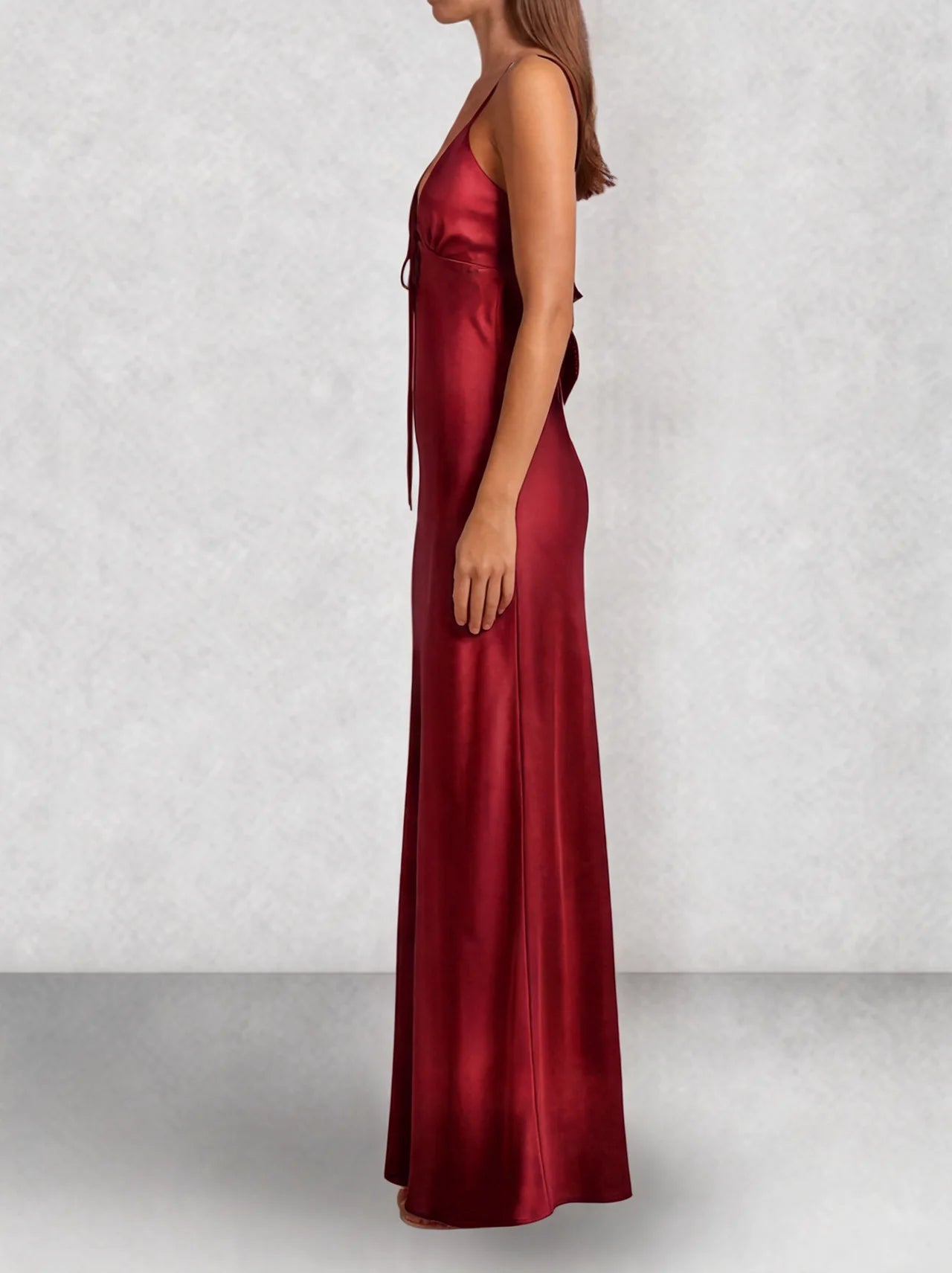 Satin Slip Tie Front Maxi Dress