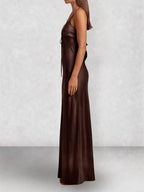 Satin Slip Tie Front Maxi Dress