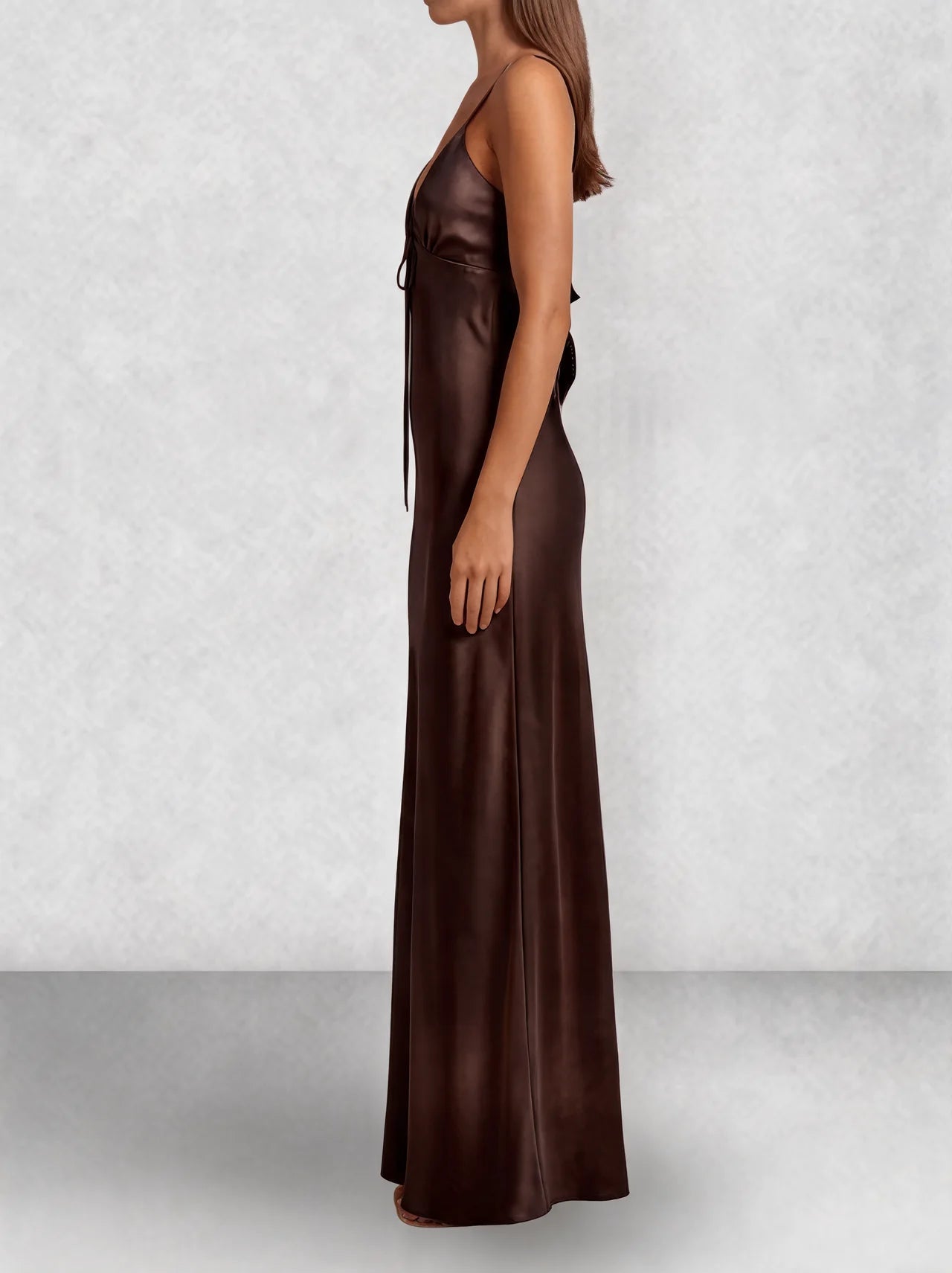 Satin Slip Tie Front Maxi Dress