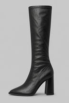 Pointed Toe Knee-High Boots with Block Heel