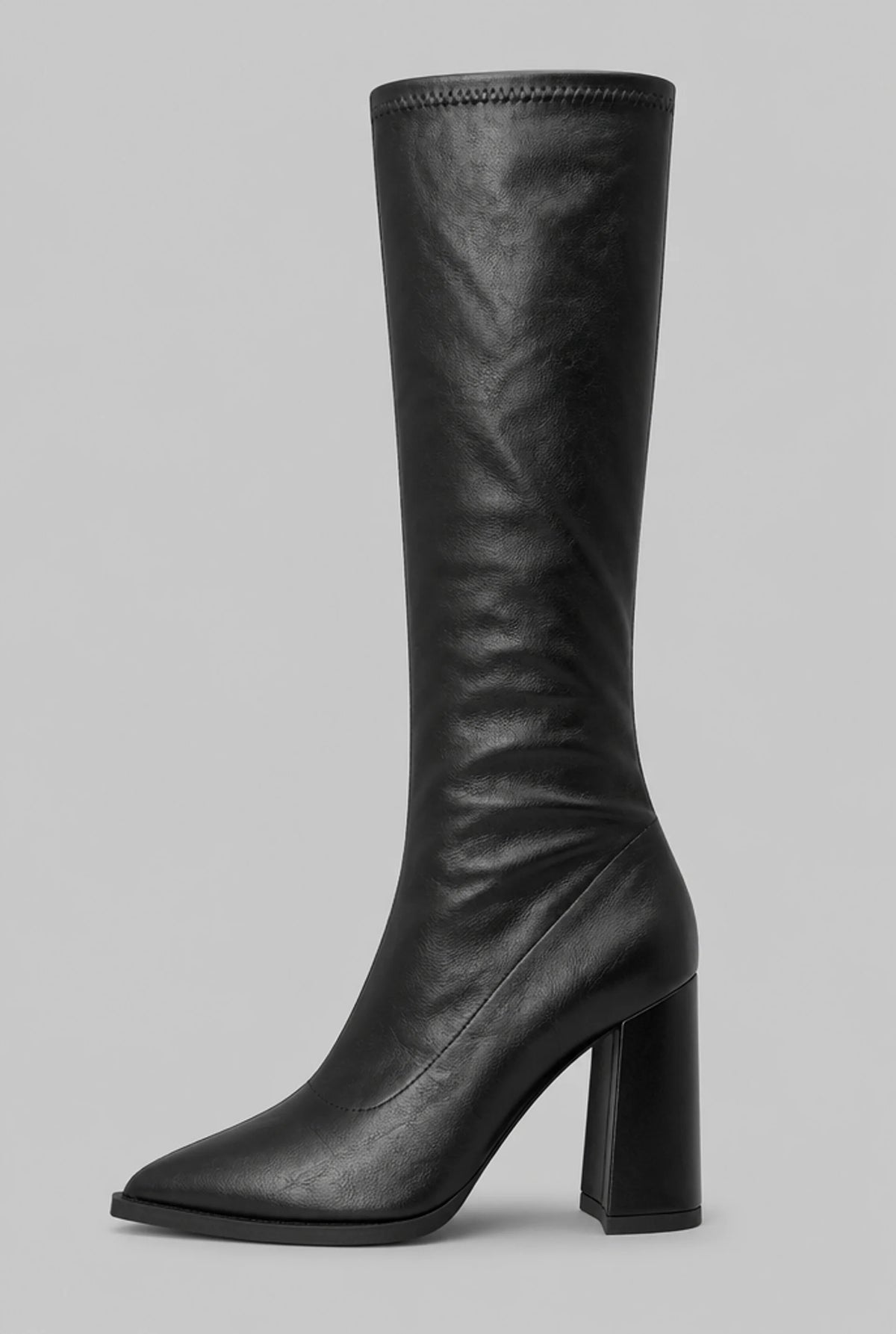 Pointed Toe Knee-High Boots with Block Heel