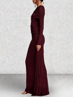 Off Shoulder Long Sleeve Draped Maxi Dress