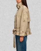 Cape Sleeve Double-Breasted Trench Jacket