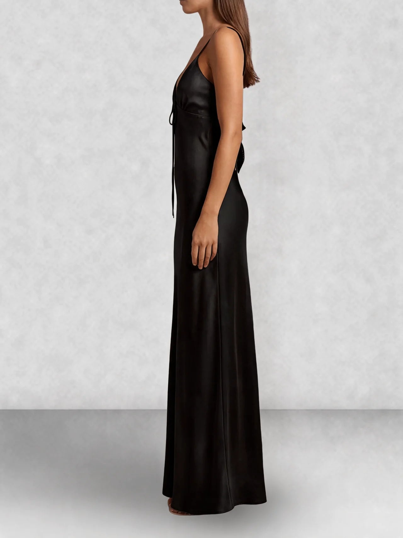 Satin Slip Tie Front Maxi Dress