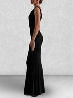 Off Shoulder Fishtail Column Maxi Dress
