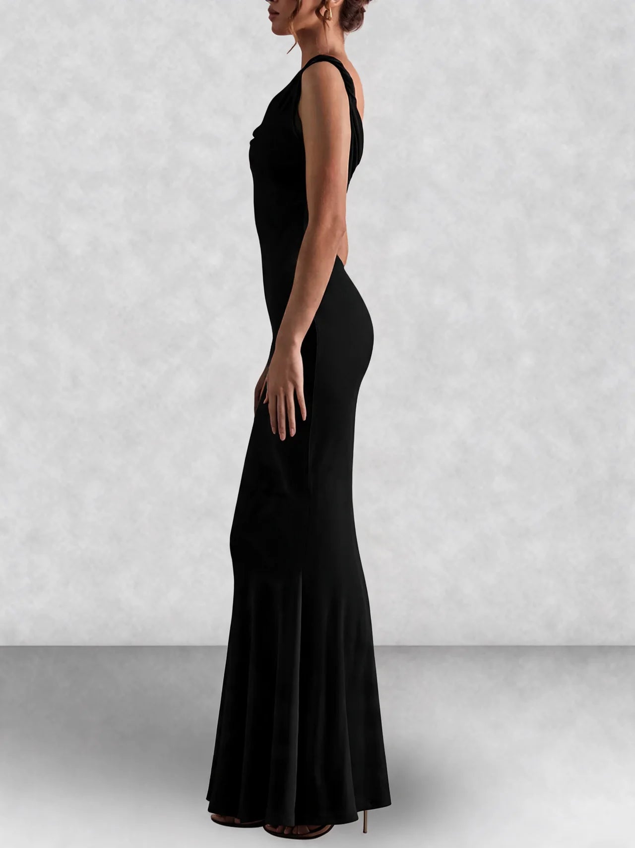 Off Shoulder Fishtail Column Maxi Dress