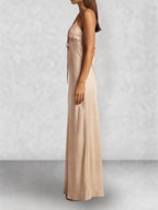 Satin Slip Tie Front Maxi Dress