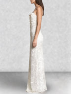 Floral Cowl Neck Lace Up Back Maxi Dress